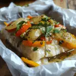 Merluza rellena de verduras en papillote
