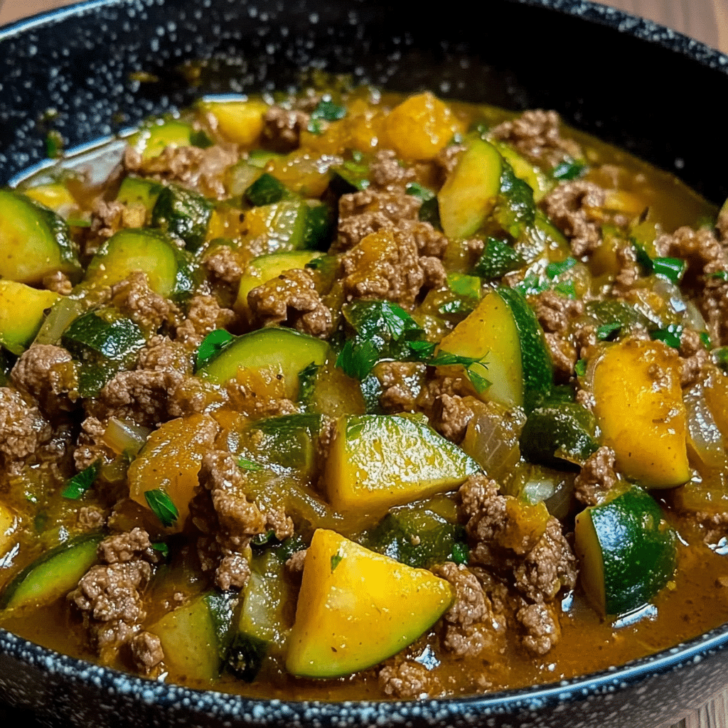 Calabacitas Con Carne Molida En Salsa Verde