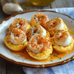 Tartaletas variadas 110 Huevos rellenos con gambas al ajillo