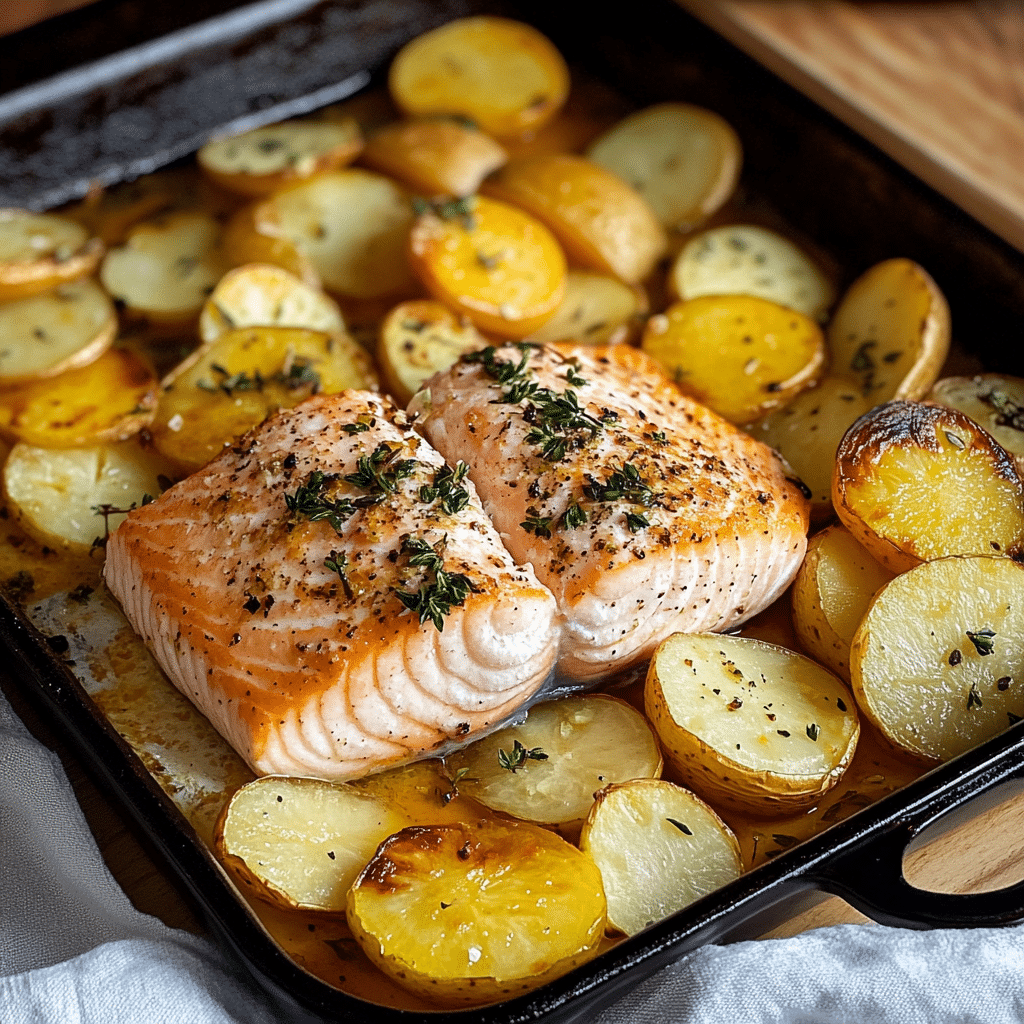 Salmón al Horno con Papas y Espárragos