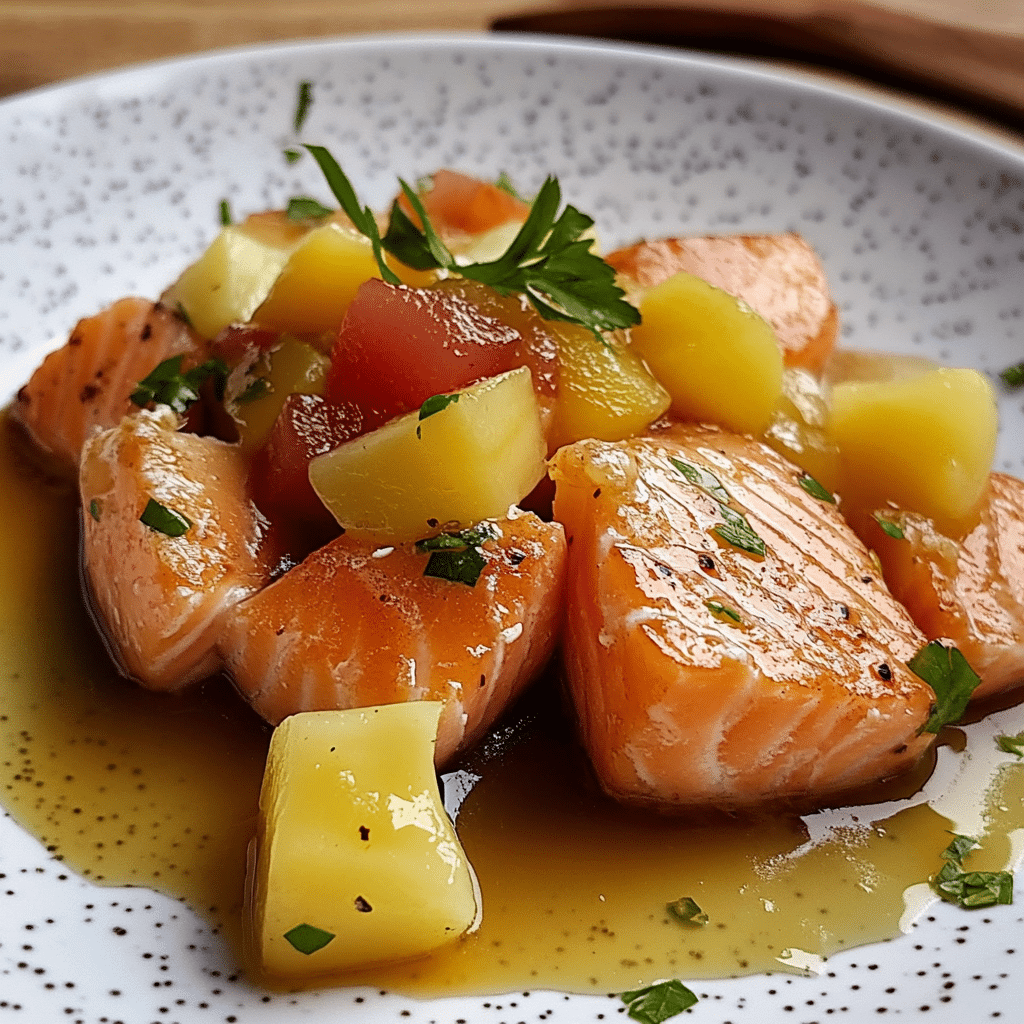 Salmón a la Miel con Piña