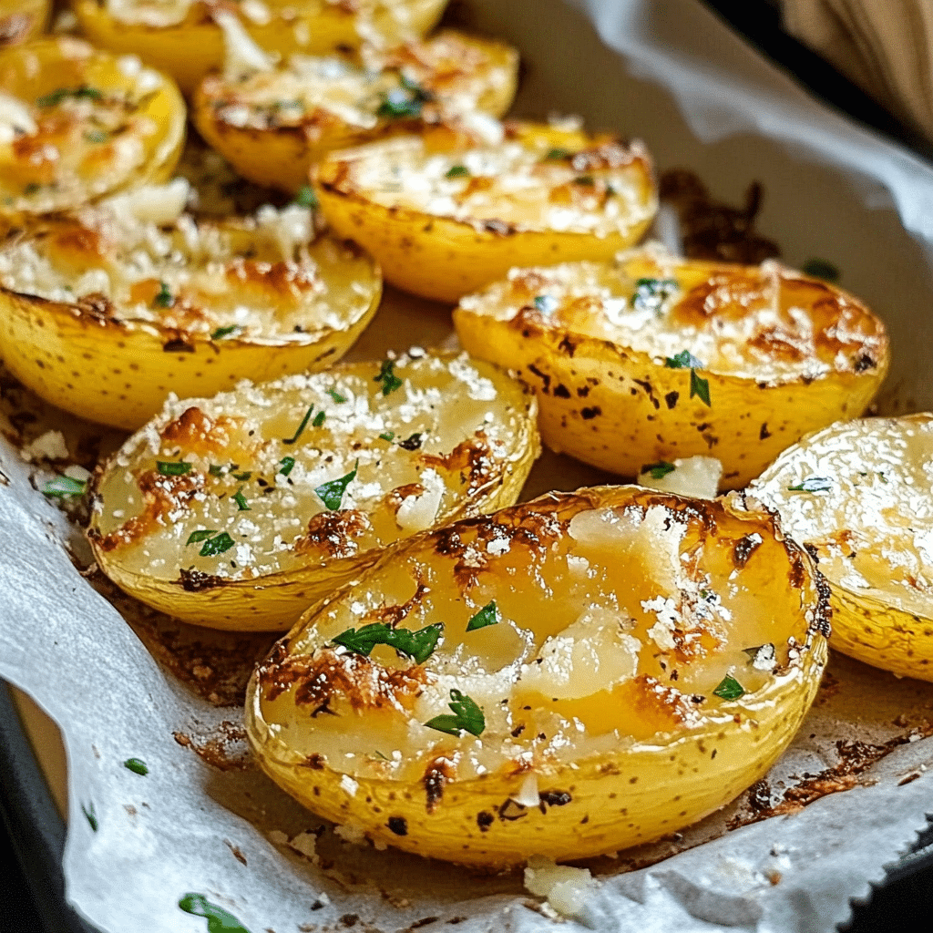 Papas Aplastadas al Horno con Ajo y Parmesano 67 Papas Aplastadas al Horno con Ajo y Parmesano