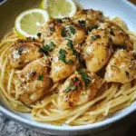 Pollo con mantequilla de ajo y pasta de limón parmesano