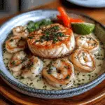 Salmón y Camarones Alfredo Cremosos