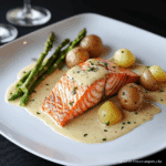 Salmón en Crema de Limón: Delicia con Langosta y Ajo