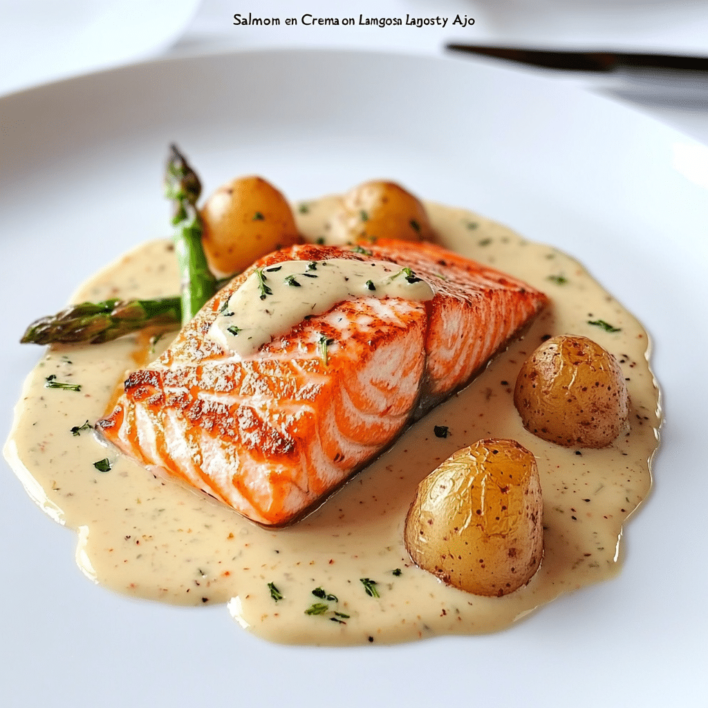 Salmón en Crema de Limón: Delicia con Langosta y Ajo 144 Salmón en Crema de Limón: Delicia con Langosta y Ajo