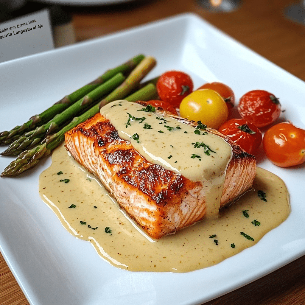 Salmón en Crema de Limón: Exquisita Langosta al Ajo