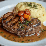 Bistec Jugoso: Salsa Cremosa y Puré de Papas