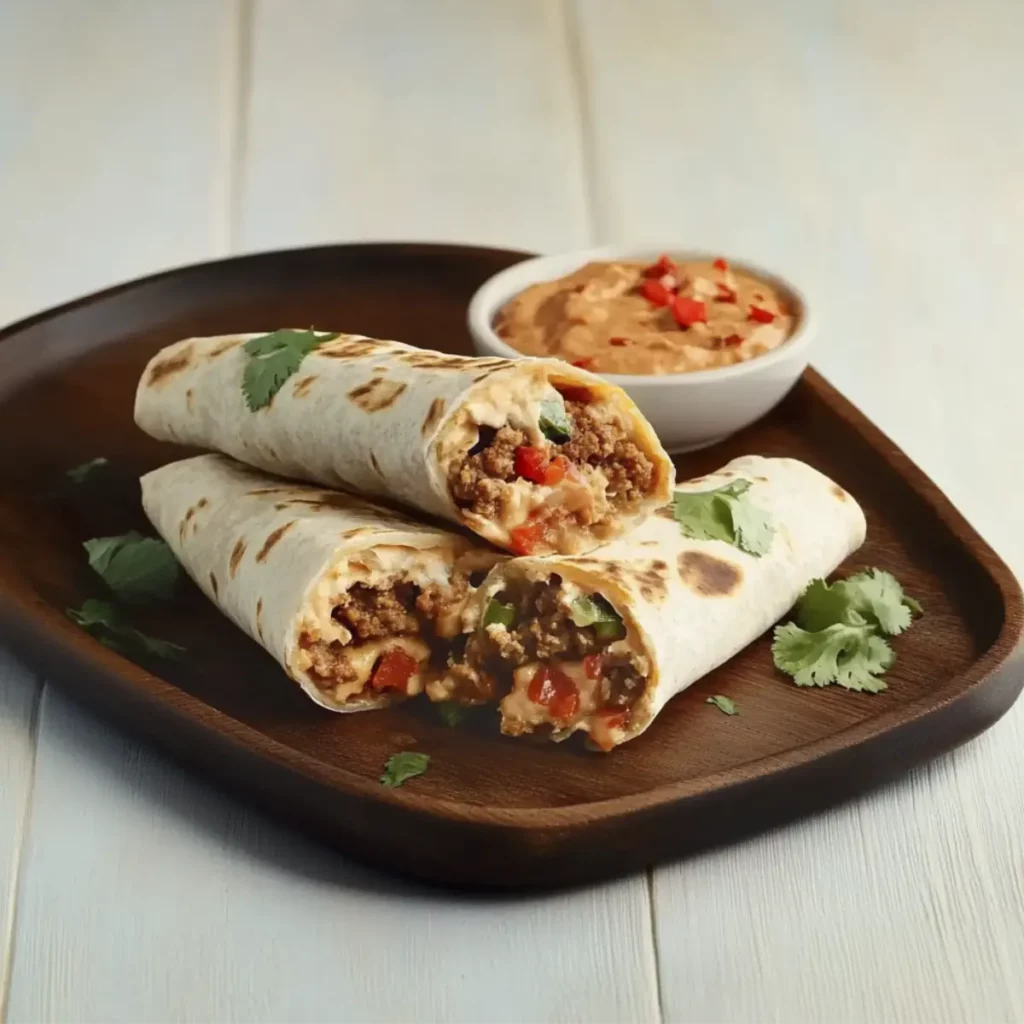 Burritos de Champiñón: Delicia con Chorizo Dip - Un Festín de Sabores Mexicanos