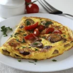 Omelette Ligero de Queso y Champiñones en 15 Minutos