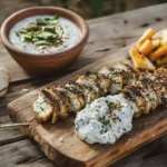 Broschetas de huerto: proteína con zaatar y tzatziki - Un festín mediterráneo en tu mesa
