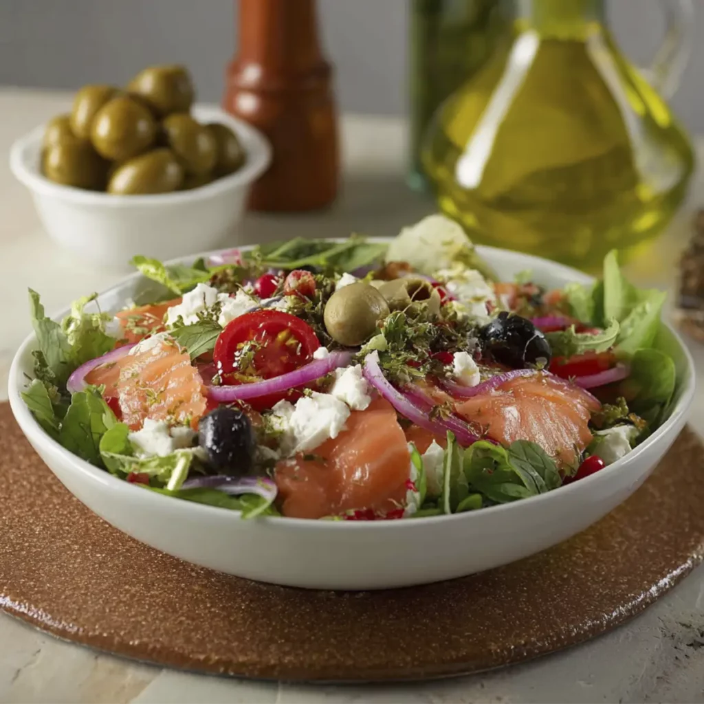 Ensalada Mediterránea de Salmón Saludable y Deliciosa: Un Festín de Sabores