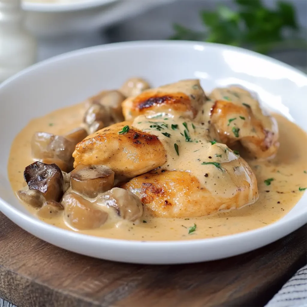 Pollo a la Crema con Champiñones: Receta Deliciosa y Fácil