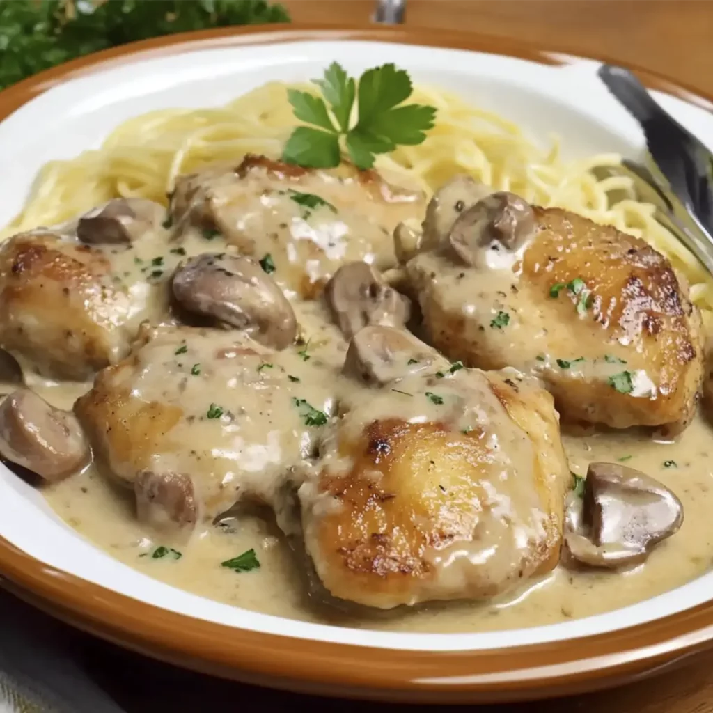 Pollo en Crema de Champiñones: Deleite Cremoso Asegurado