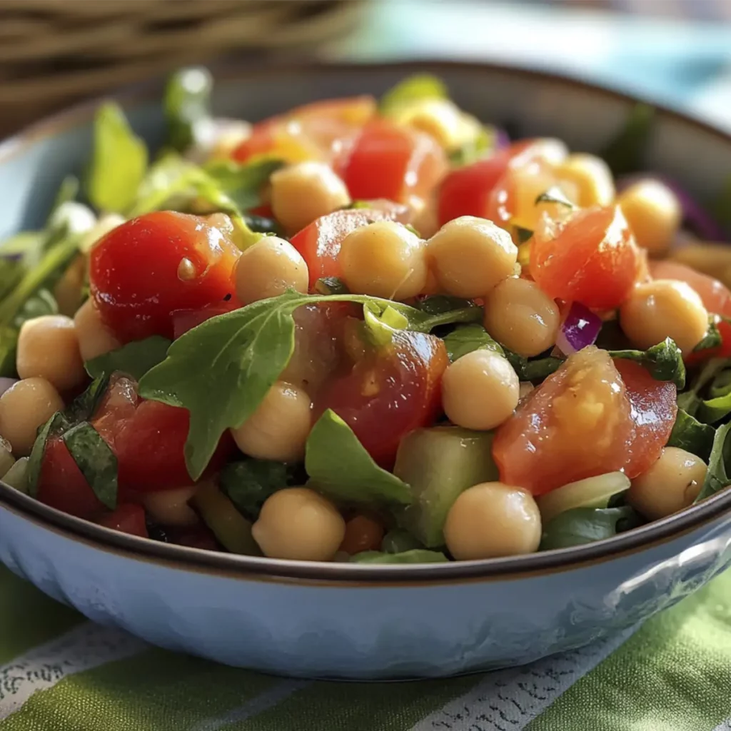 Ensalada de Garbanzos: Fresca con Vinagreta de Tomate