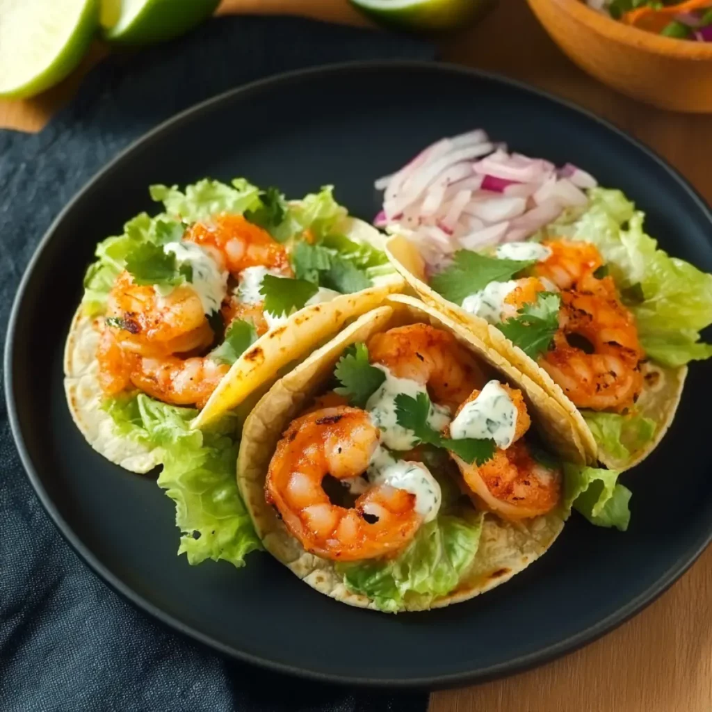 Tacos de Lechuga con Camarón Búfalo - Deliciosa Receta