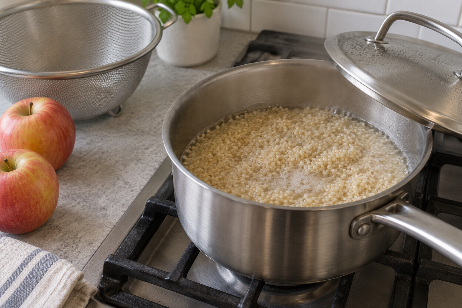Quinoa con manzana y canela — preparación