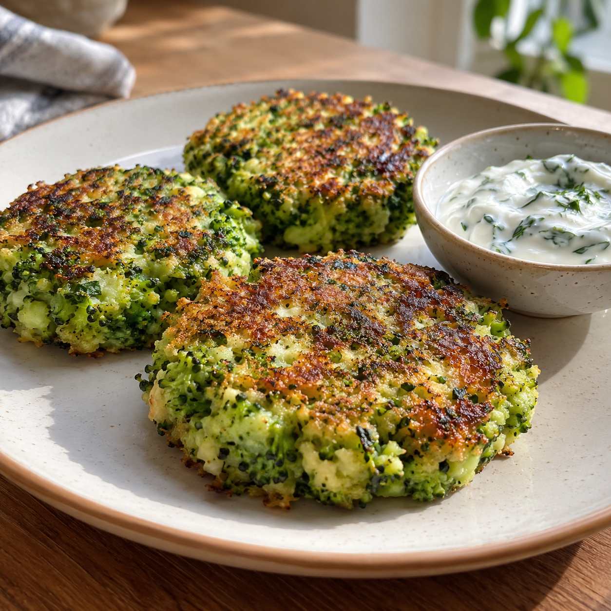 Tortitas de brócoli en sartén