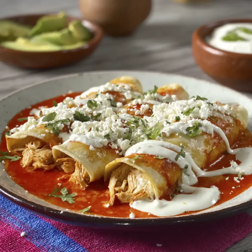 Entomatadas de Pollo con Queso y Crema Fáciles de Hacer