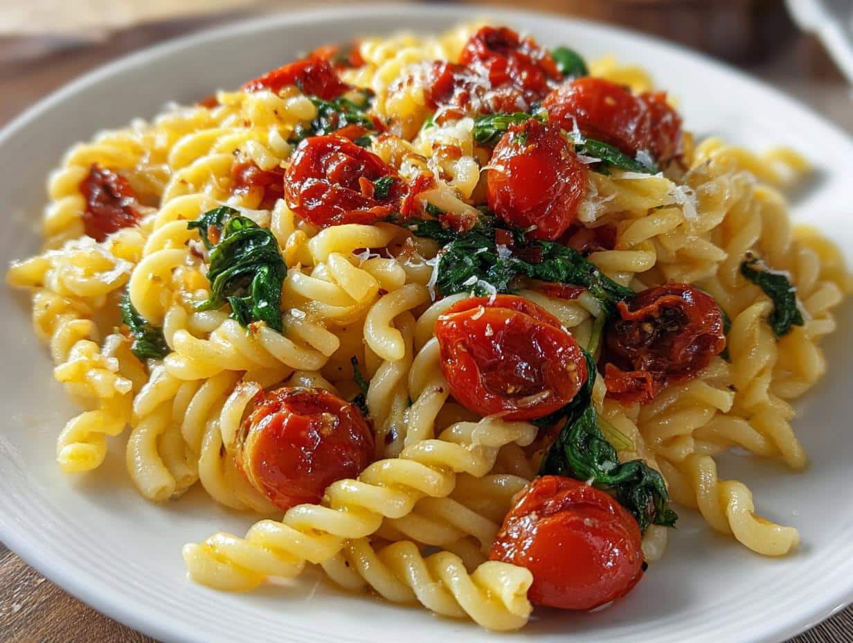 Pasta Con Espinaca Tomate