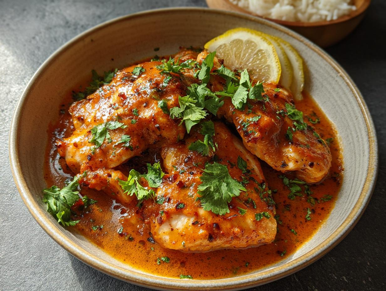 Receta Auténtica Pollo Mantequilla: Sabor Increíble - Pollo a la mantequilla indio en proceso de cocción
