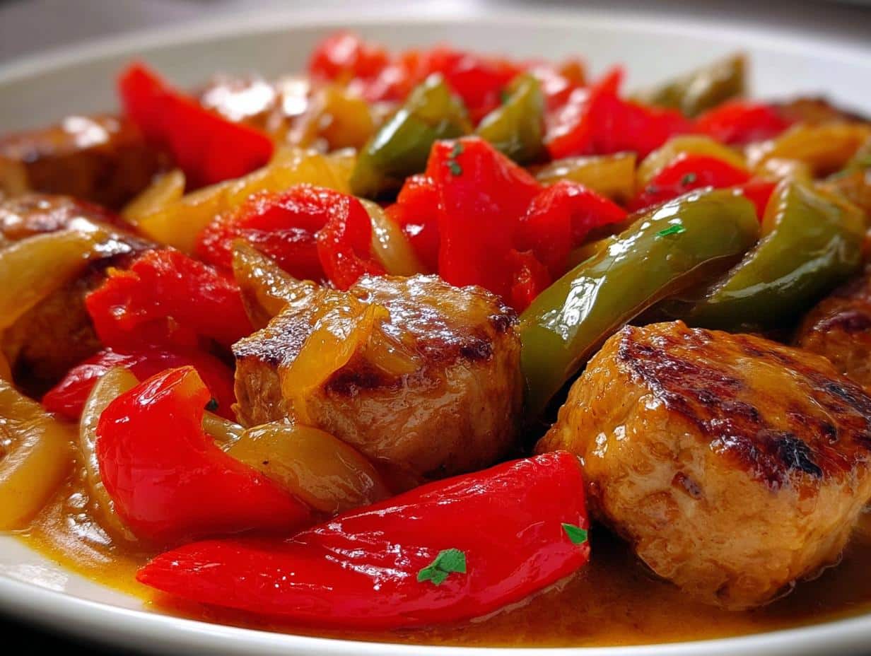 Solomillo Guisado Con Pimientos
