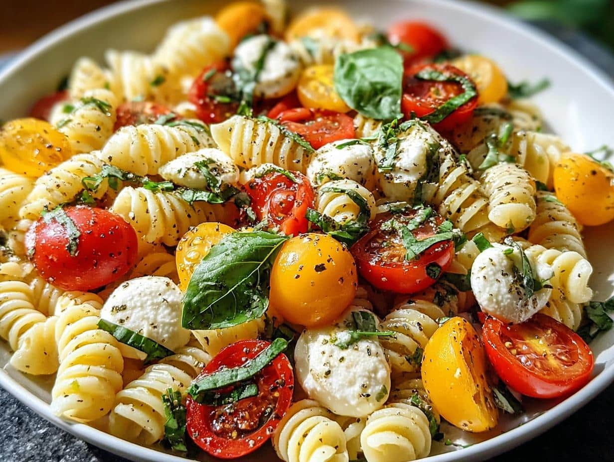 Ensalada Caprese Cremosa: 15 Minutos 6 Ensalada Caprese Cremosa: 15 Minutos - Creamy Caprese Pasta Salad - additional detail