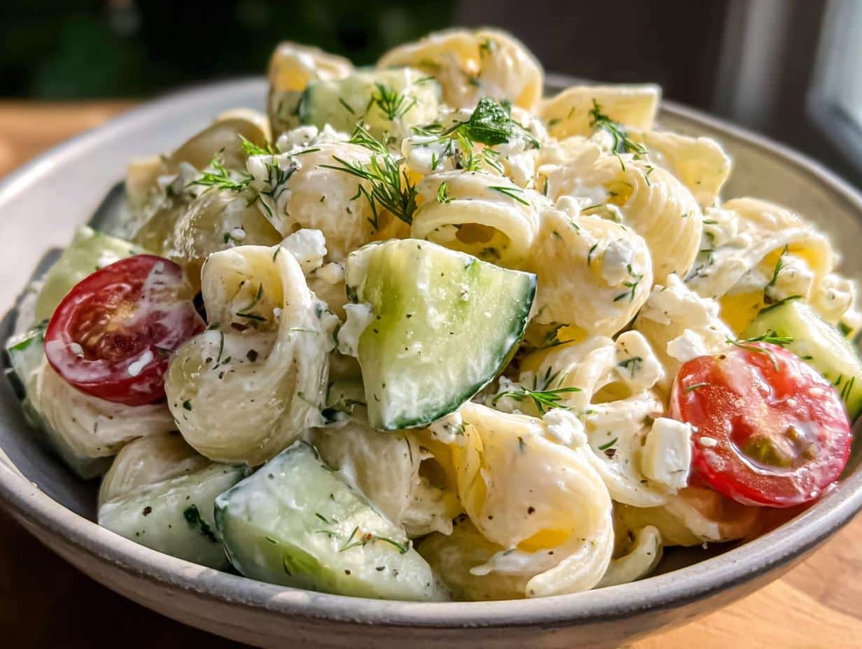 Ensalada Pasta Cremosa Pepino: ¡Sabor Perfecto! 5 Ensalada Pasta Cremosa Pepino: ¡Sabor Perfecto! - Creamy Cucumber Pasta Salad - additional detail