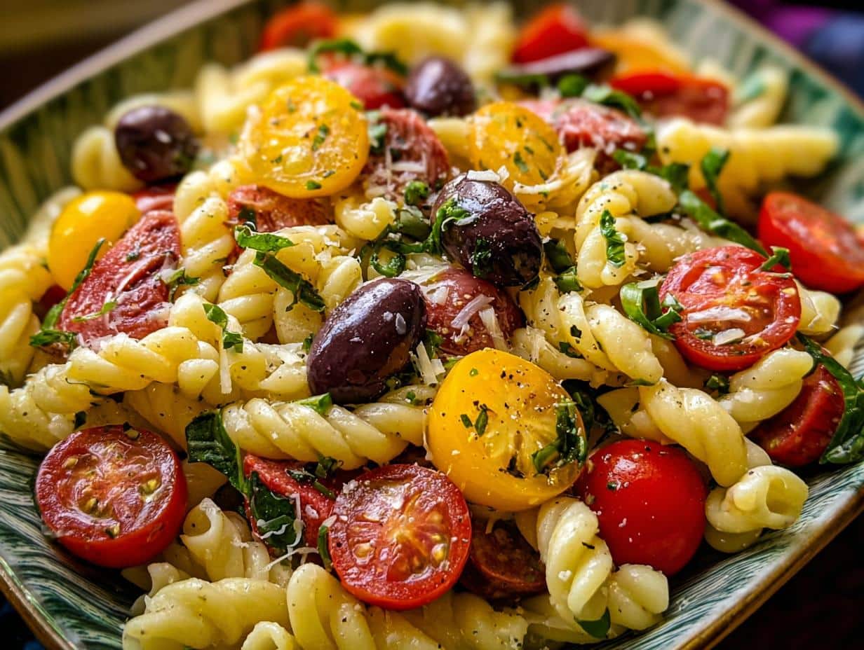 Deliciosa Ensalada de Pasta Italiana: 1 Receta Fácil 90 Deliciosa Ensalada de Pasta Italiana: 1 Receta Fácil - Italian Starter Pasta Salad - close-up of ingredients