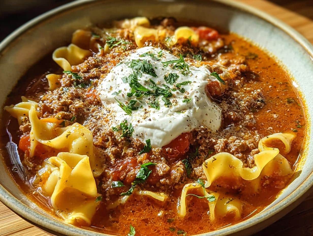 Sopa Lasaña: 5 Trucos Reconfortantes - Lasagna Soup Comfort Food - un plato humeante y reconfortante
