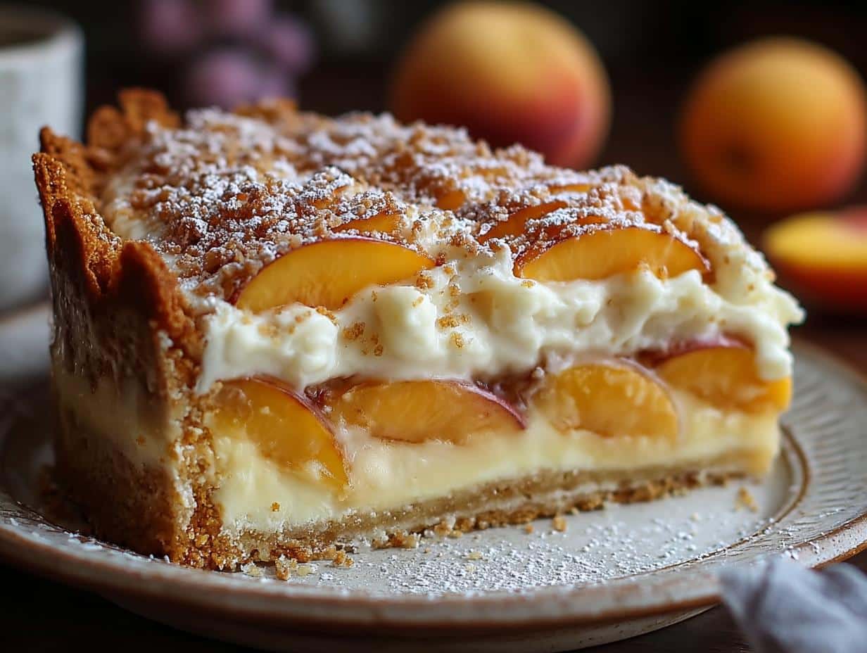 Pastel Fácil Duraznos Crema: Sabor Perfecto 88 Pastel Fácil Duraznos Crema: Sabor Perfecto - Pastel Facil Duraznos Crema - close-up of a slice