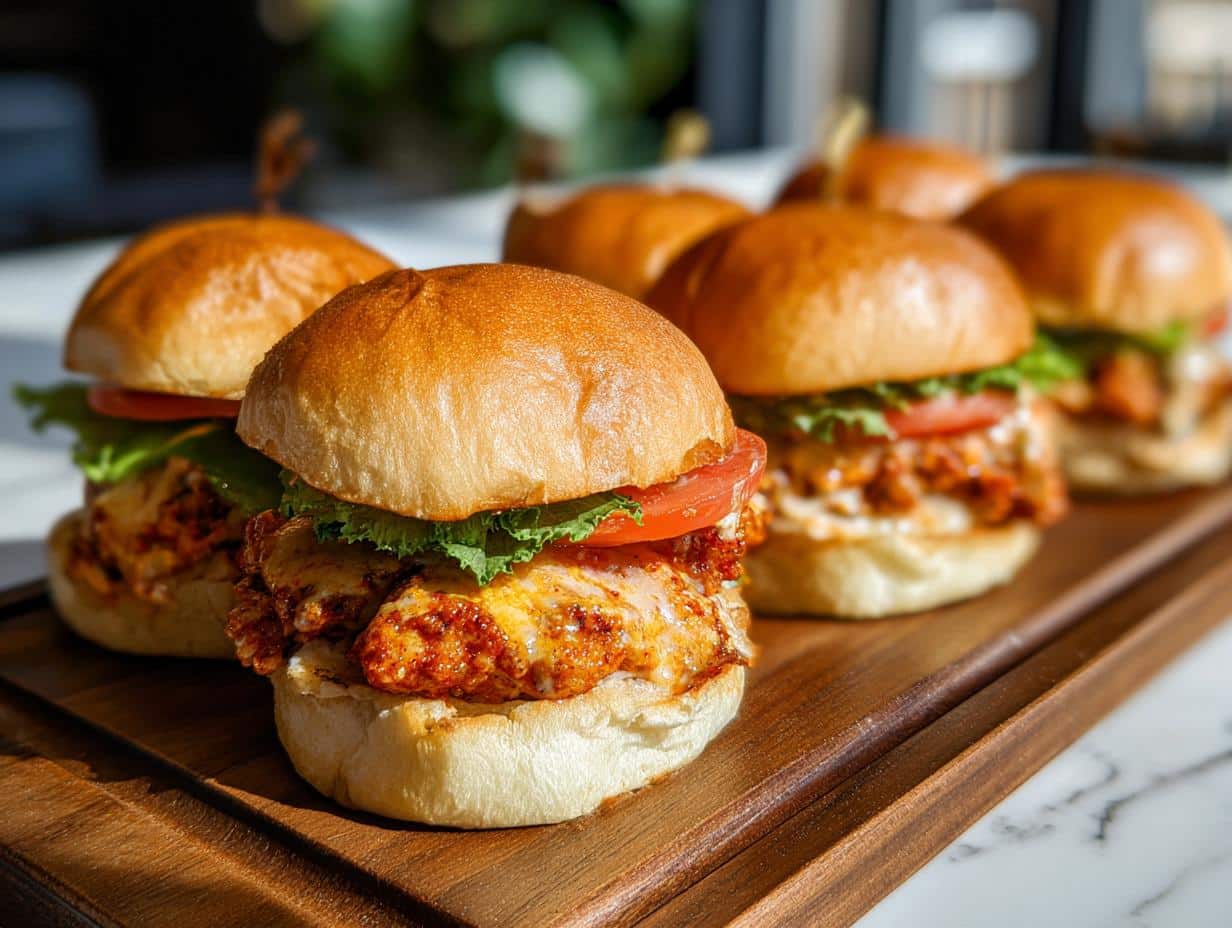 Receta Sliders Pollo Bang: 4 Delicias - Slider de pollo bang bang listo para comer