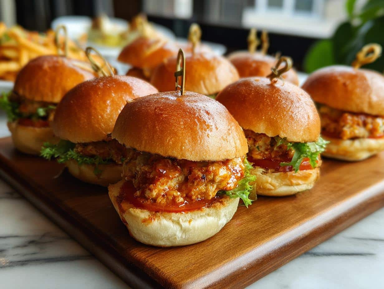 Receta Sliders Pollo Bang: 4 Delicias - Montaje de sliders de pollo bang bang