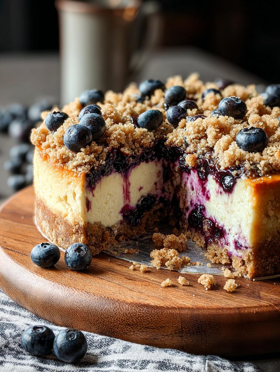 Blueberry Crumble Cheesecake Decadent: ¡Un Placer Supremo! - Blueberry Crumble Cheesecake Decadent - main visual representation