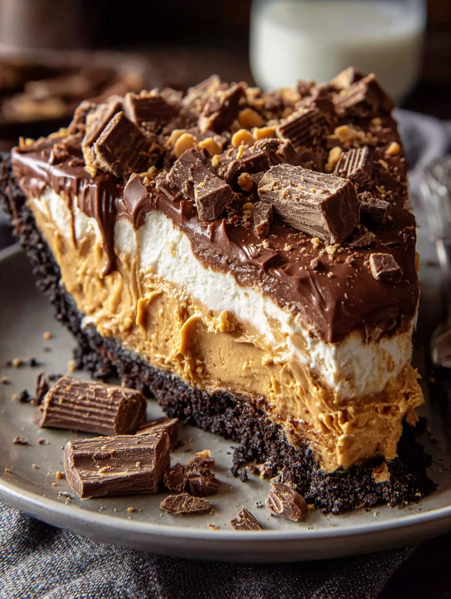 Irresistible Chocolate Peanut Butter Pie de 8 porciones con una base crujiente y un cremoso relleno de cacahuete