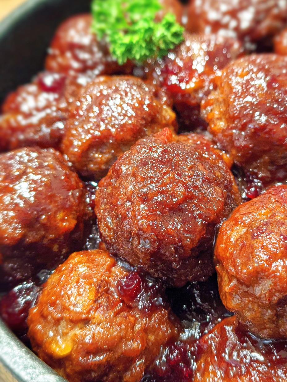 Deliciosas Albóndigas Cranberry Bbq Crockpot en 1 Hora, servidas en un plato con guarnición