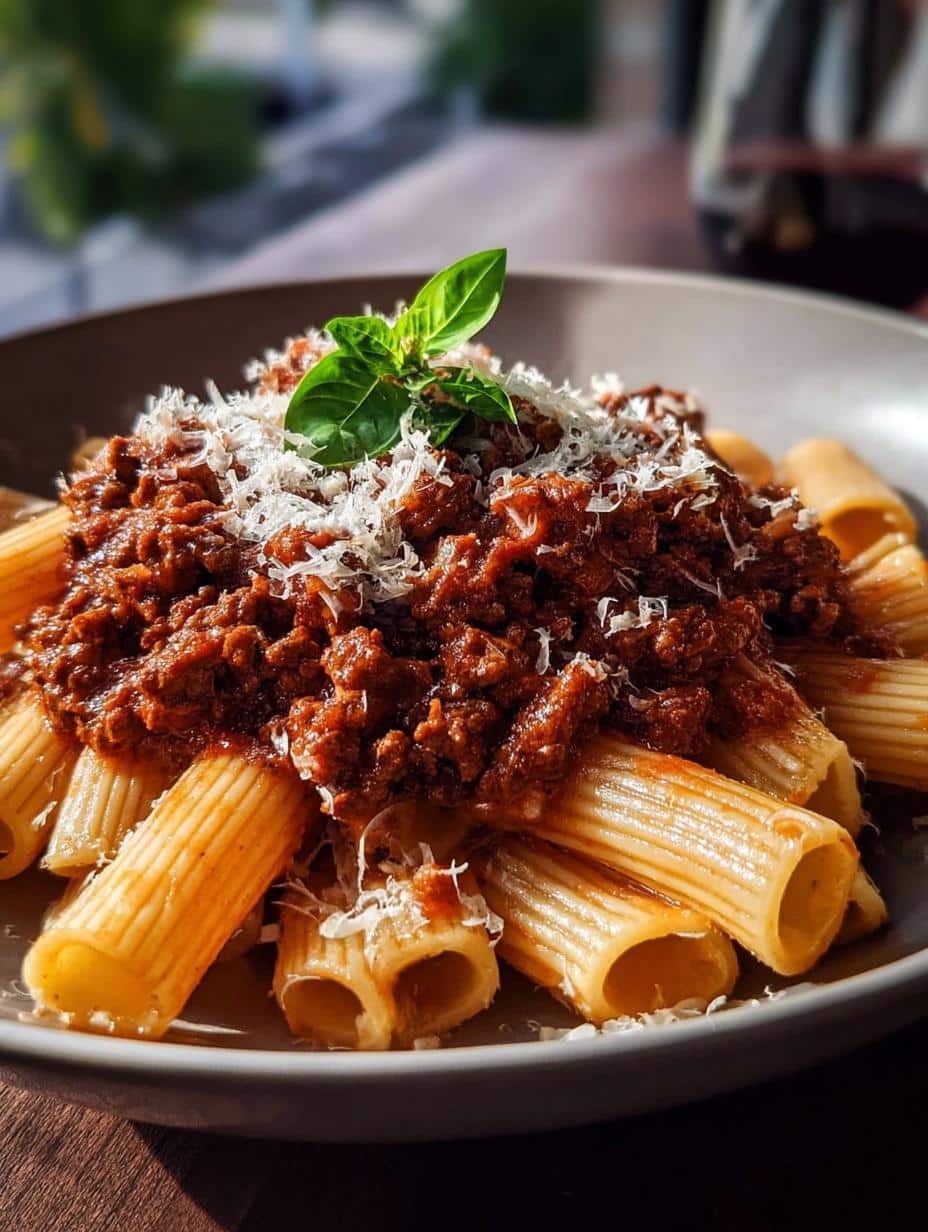 Irresistibles Fideos Bolonesa con salsa de carne picada y queso parmesano