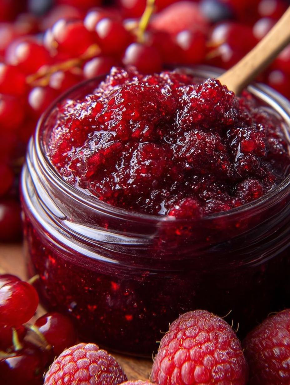 Fantástica Mermelada Frutos Rojos Sin: ¡3 Semanas! 58 Mermelada de Frutos Rojos Sin Azúcar en un frasco, con tostadas y frutas frescas alrededor, destacando su versatilidad