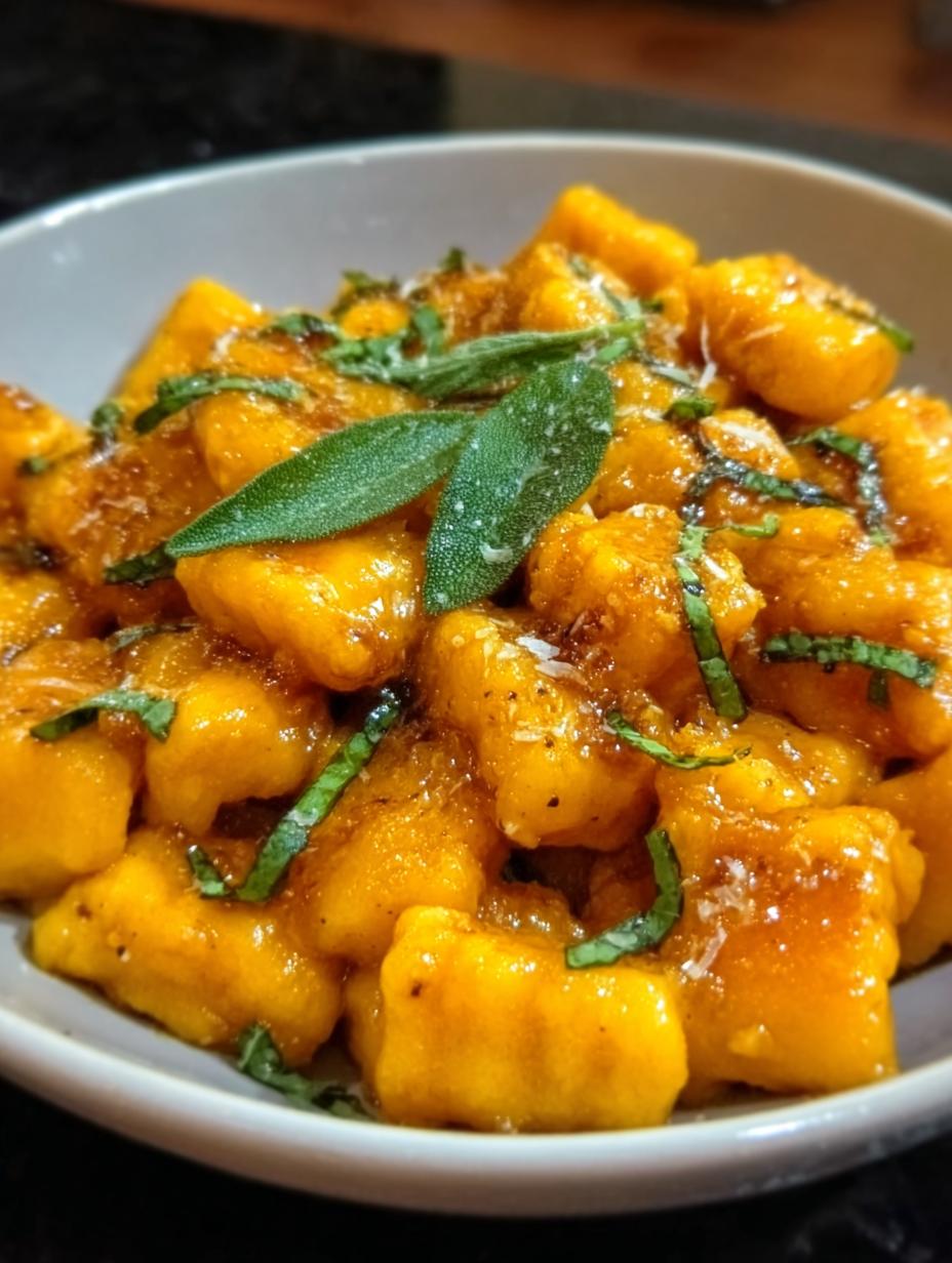Noquis Calabaza Fáciles Una: El Increíble Secreto 1 - Deliciosos ñoquis de calabaza caseros con salsa de mantequilla y salvia, listos para servir.