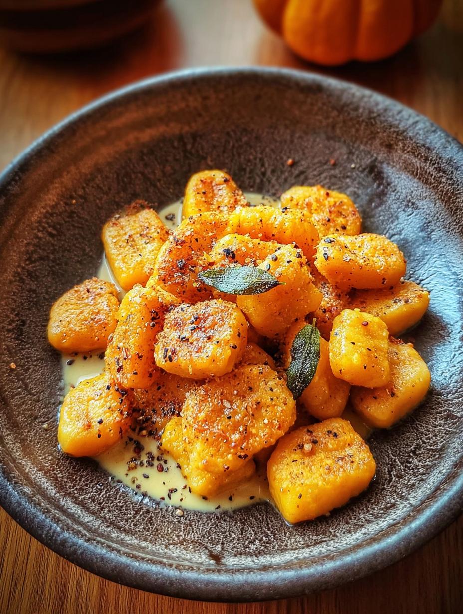Noquis Calabaza Increible Receta: Deliciosos ñoquis de calabaza caseros con salsa de mantequilla y salvia, listos para servir