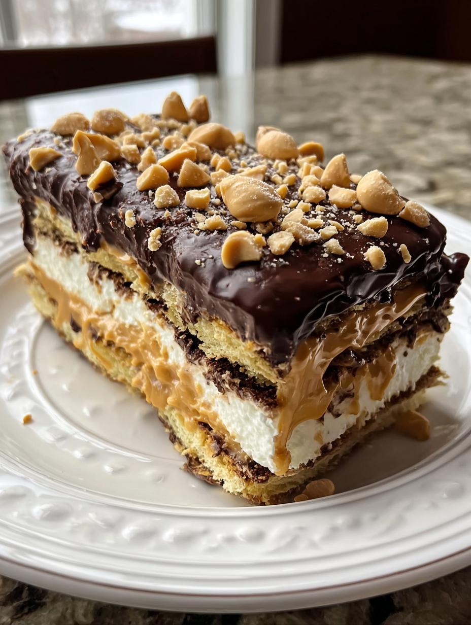 Delicioso Peanut Butter Chocolate Eclair en un plato blanco, listo para servir