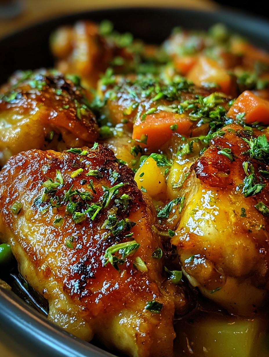 Delicioso Pollo Jardinera Una Increible con vegetales frescos y salsa rica, listo para servir