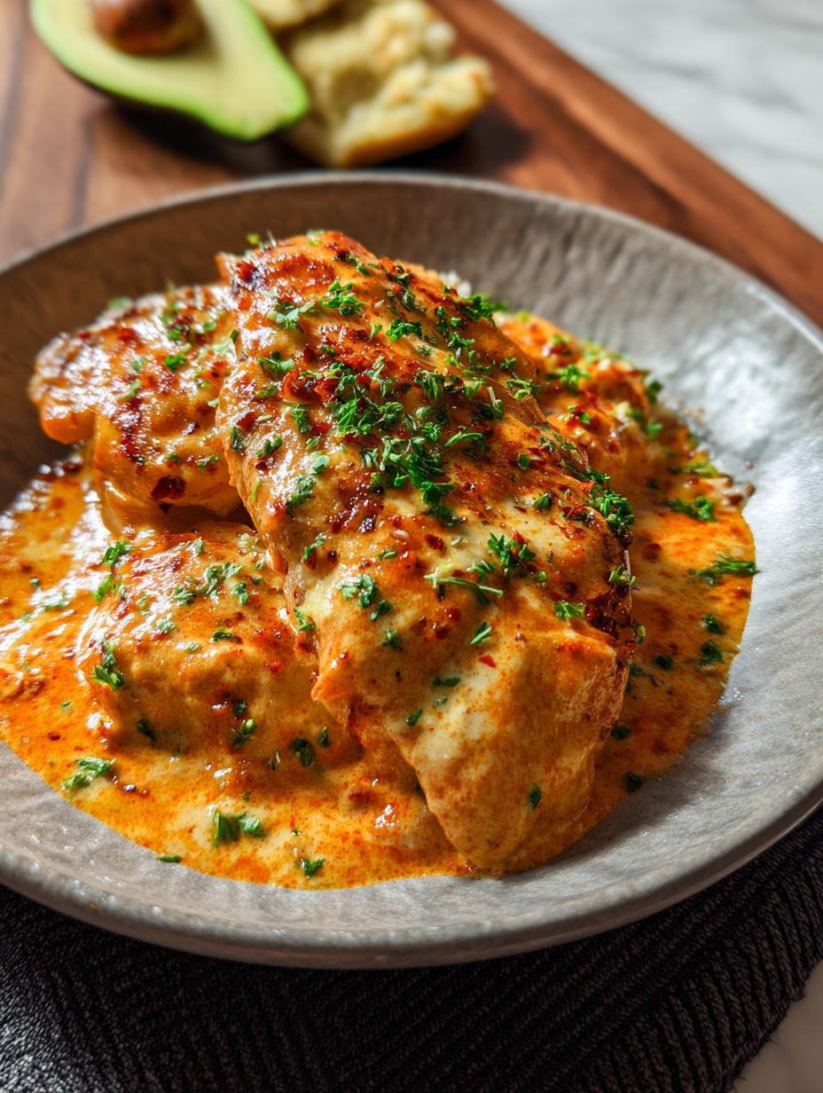 Pollo Mantequilla Casero Rápido en una sartén, listo para servir