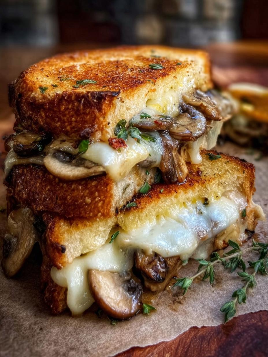 Sandwich Qeso Champinones Una: El Sabor 1 Magnífico - Un delicioso Sandwich Qeso Champinones Una recién hecho, con queso derretido y champiñones salteados, listo para disfrutar.