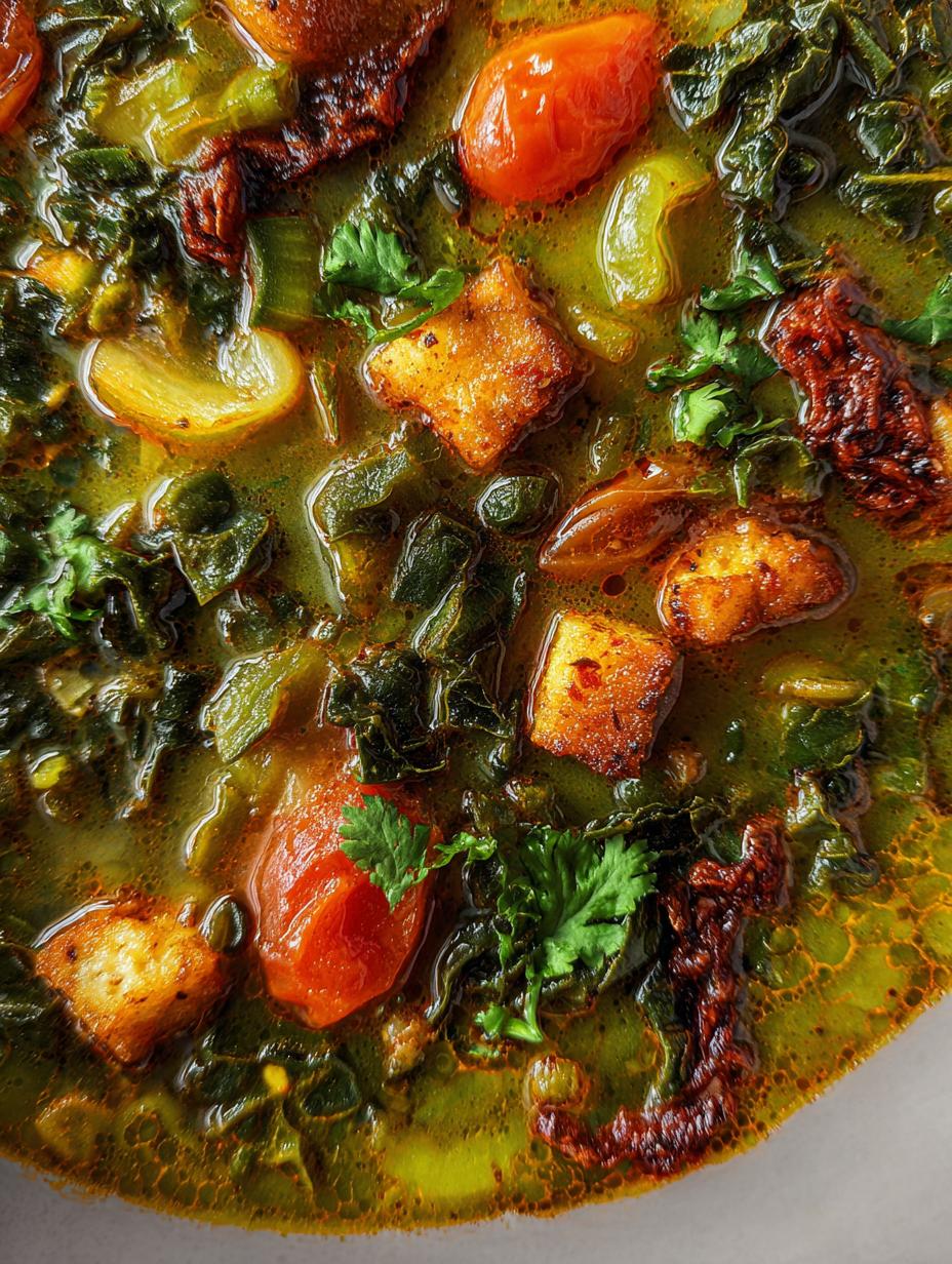Deliciosa Sopa Verduras Toscana Nutritiva con hierbas frescas y tomates