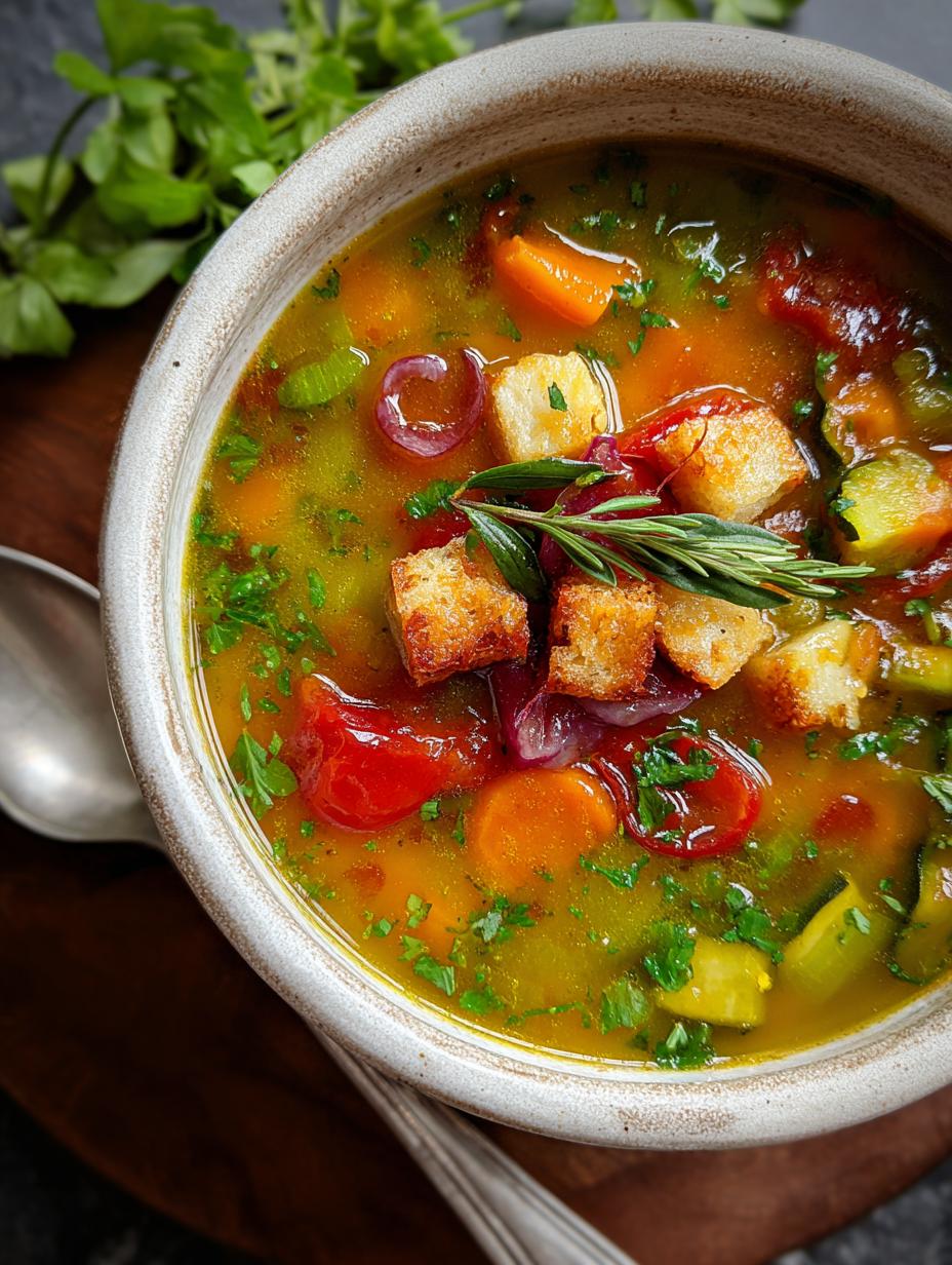 Sopa Verduras Toscana Nutritiva humeante en un tazón rústico