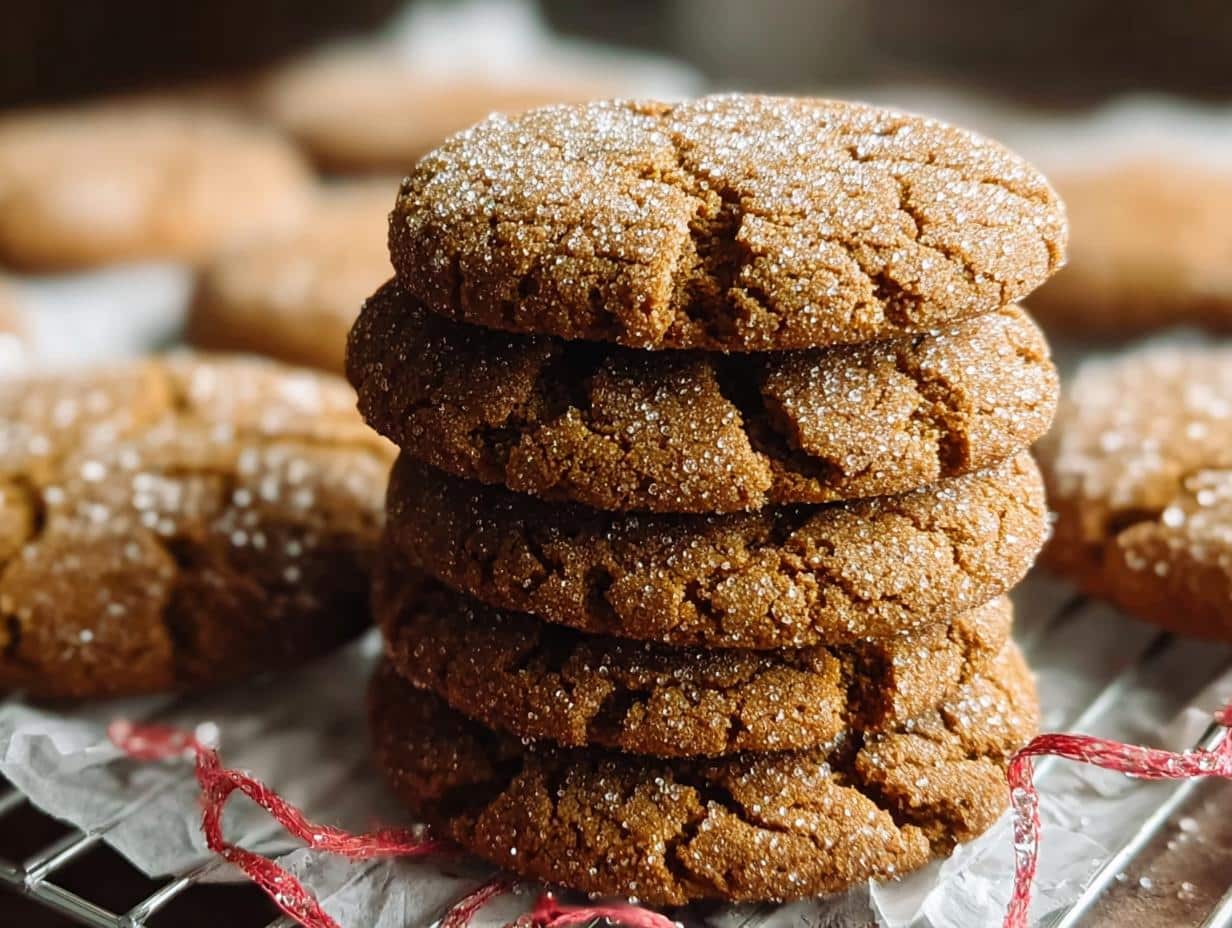 Starbucks Copycat Ginger Molasses Cookies cooling on a wire rack