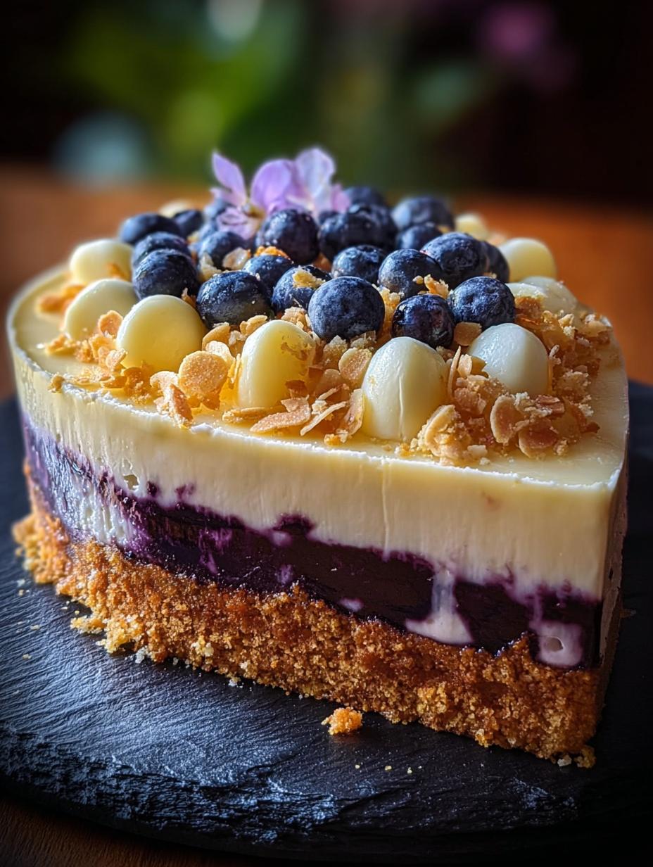 Irresistible Tarta de Queso con Arándanos frescos y cremosos sobre una base de galleta