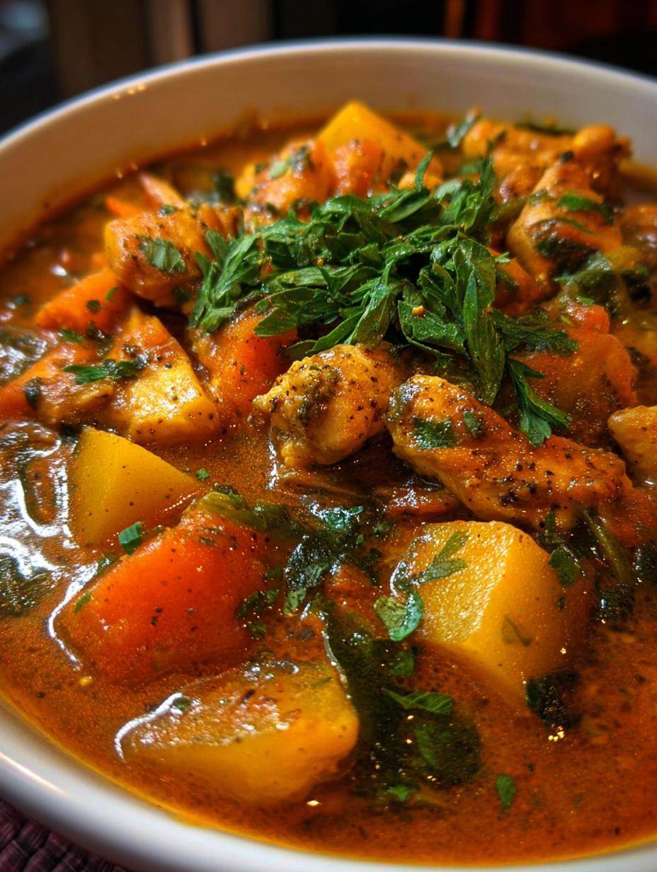 Exquisito Guiso Calabaza Chipotle Pollo: Un festín ardiente con pollo tierno, calabaza dulce y chipotle ahumado, servido en un tazón rústico.