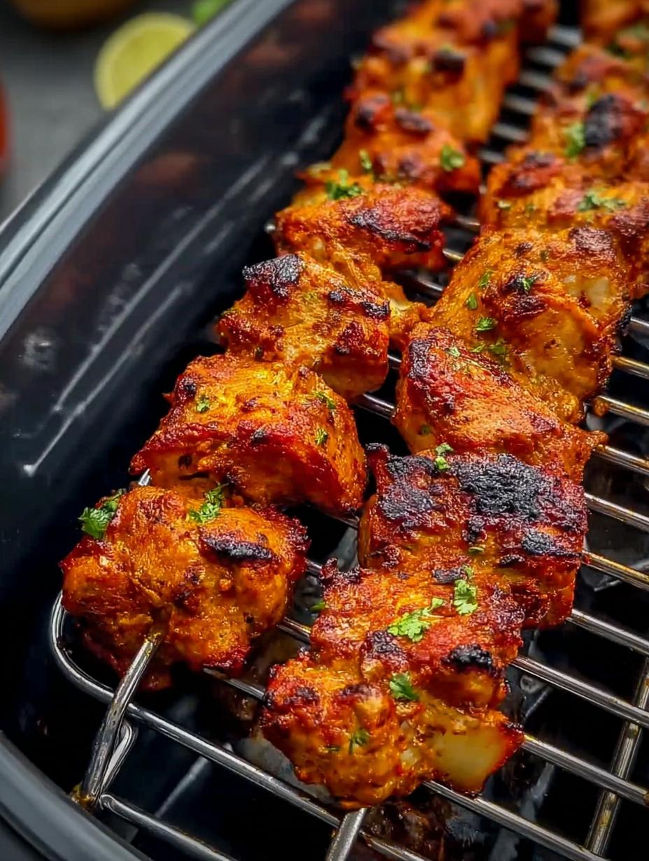 Brochetas Pollo Tandoori Airfryer: Increíble sabor en 15' - Brochetas de pollo Tandoori cocinadas en freidora de aire, listas para servir